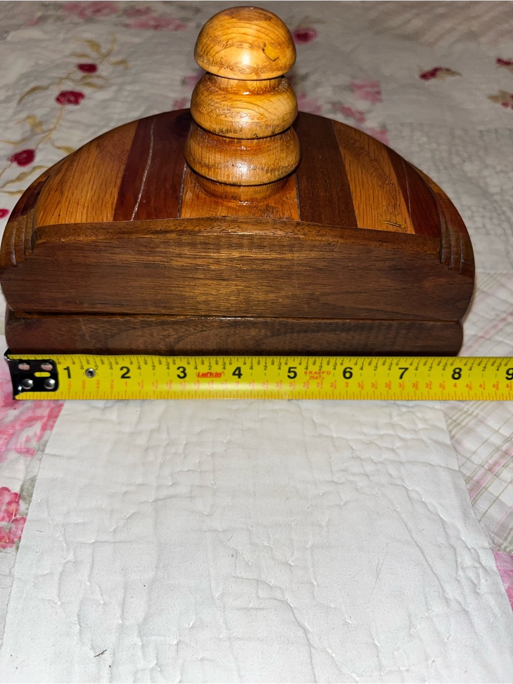Handcrafted Wooden Half-Moon Trinket Box Hand Turned Half Circle Design - Picture 14 of 16